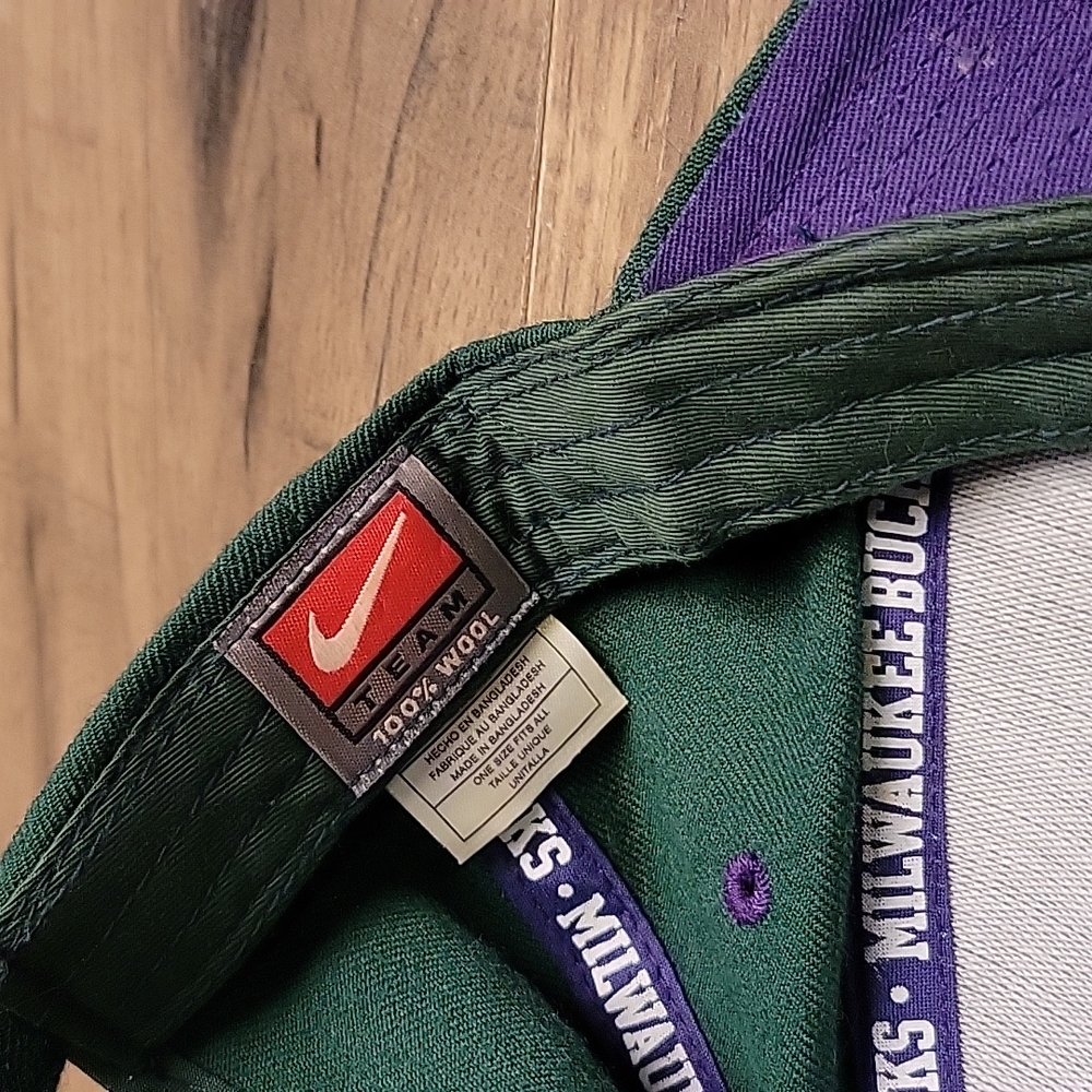 NIKE Purple and Green 90s throwback Milwaukee Bucks Hat - Picture 4 of 5